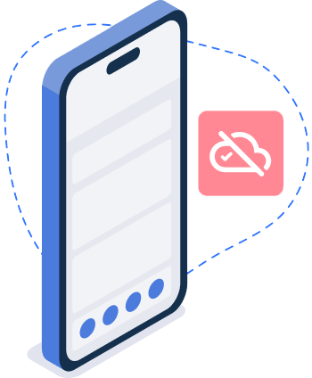 Visual showing a mobile device operating offline with connectivity icons crossed out, highlighting barKoder’s ability to perform MRZ and barcode scanning without internet access.